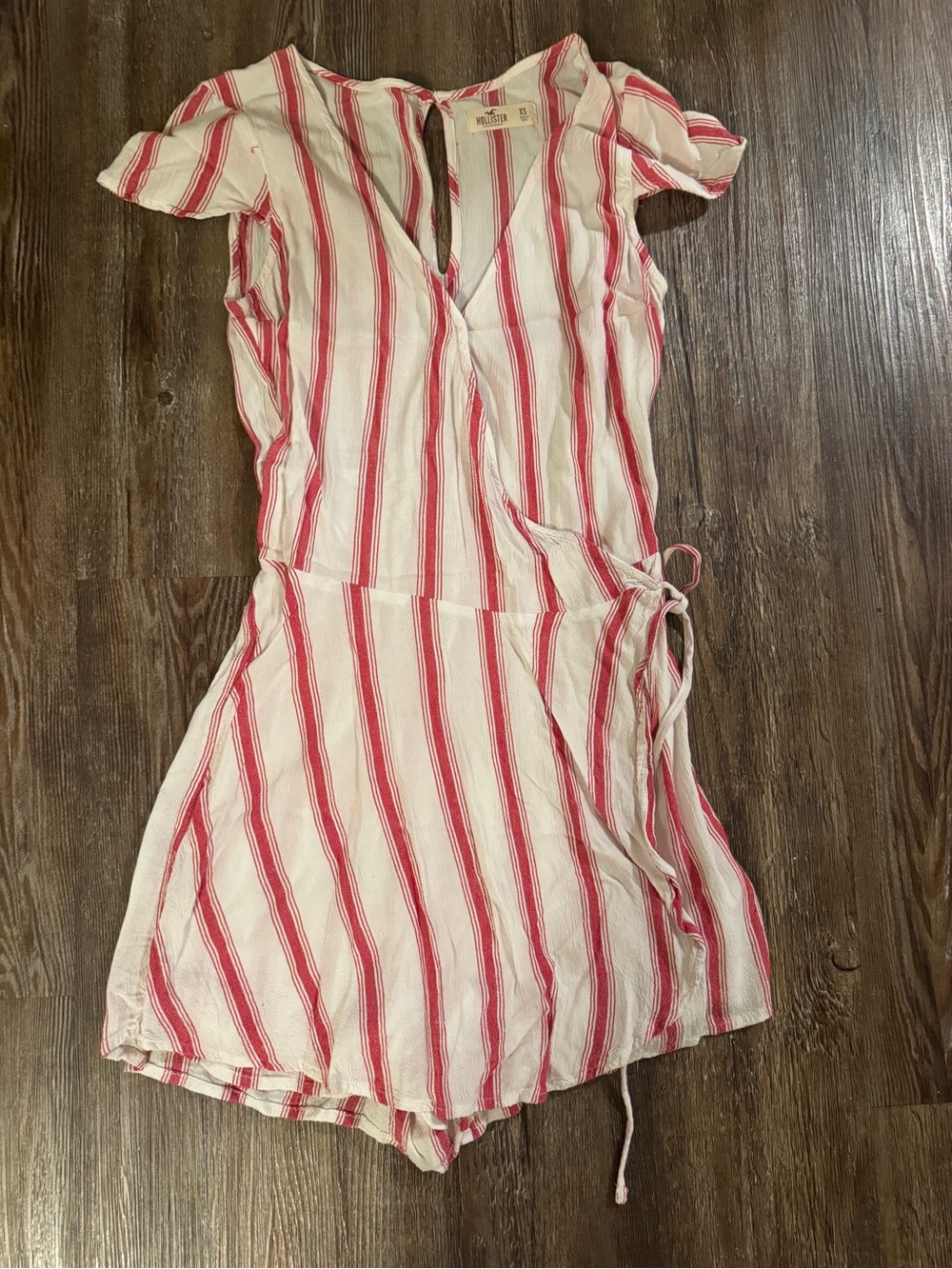 Hollister Lightweight red Stripe Wrap Romper Dress